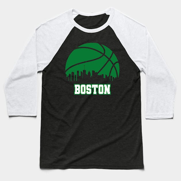 Boston Basketball Retro Baseball T-Shirt by Jurou